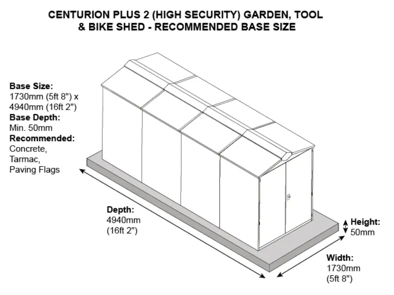 5ft x 14ft Metal Shed (The Centurion P2)