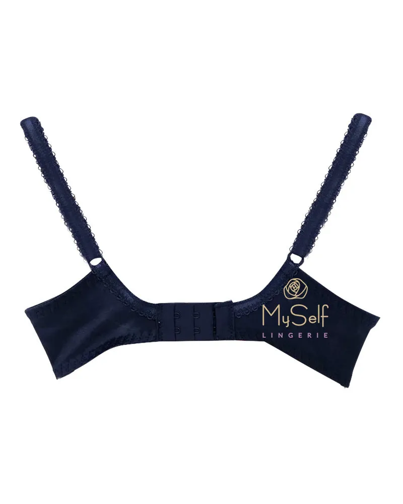 B2271 Navy / Coral Nicole See Thru Lace Underwire Bra