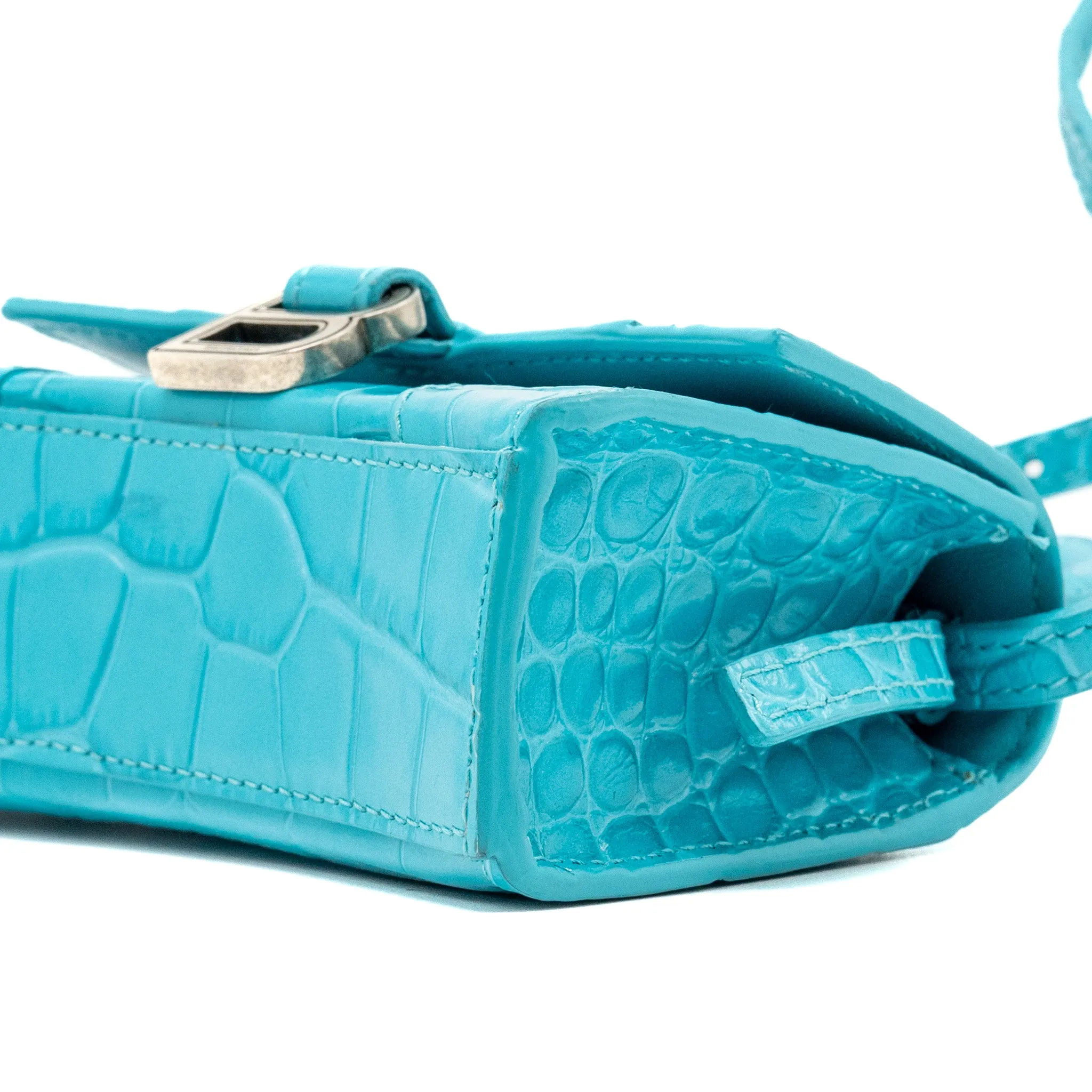 Balenciaga Mini Hourglass embossed calfskin blue SHW