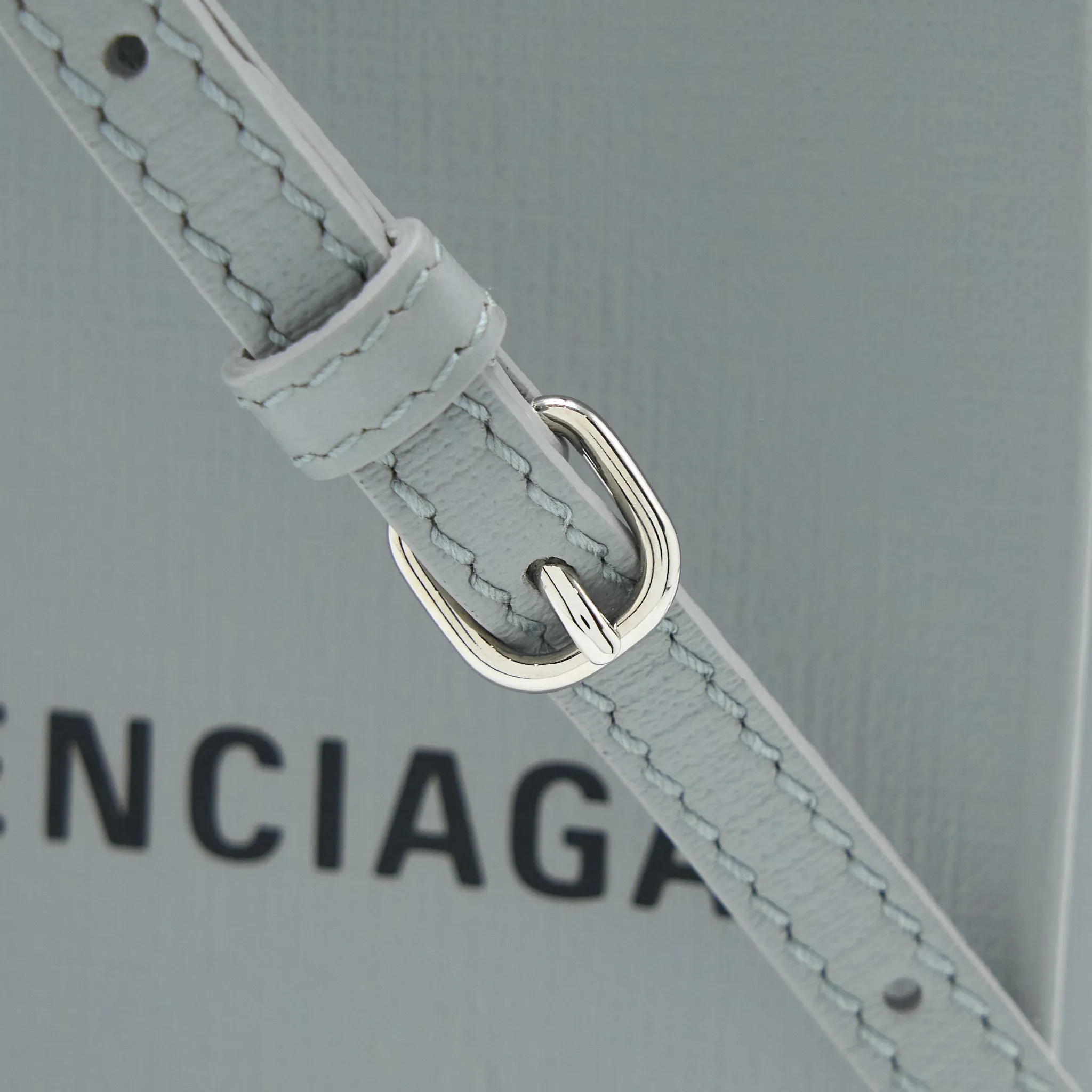 Balenciaga Mini Shopping Phone Pouch Grey SHW