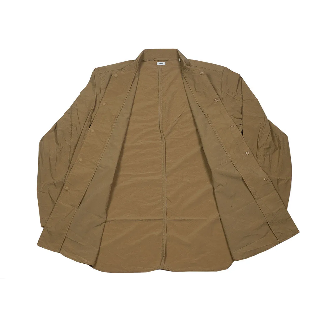 Beige nylon water resistant utility shirt jacket