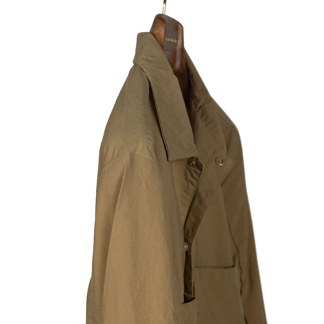 Beige nylon water resistant utility shirt jacket
