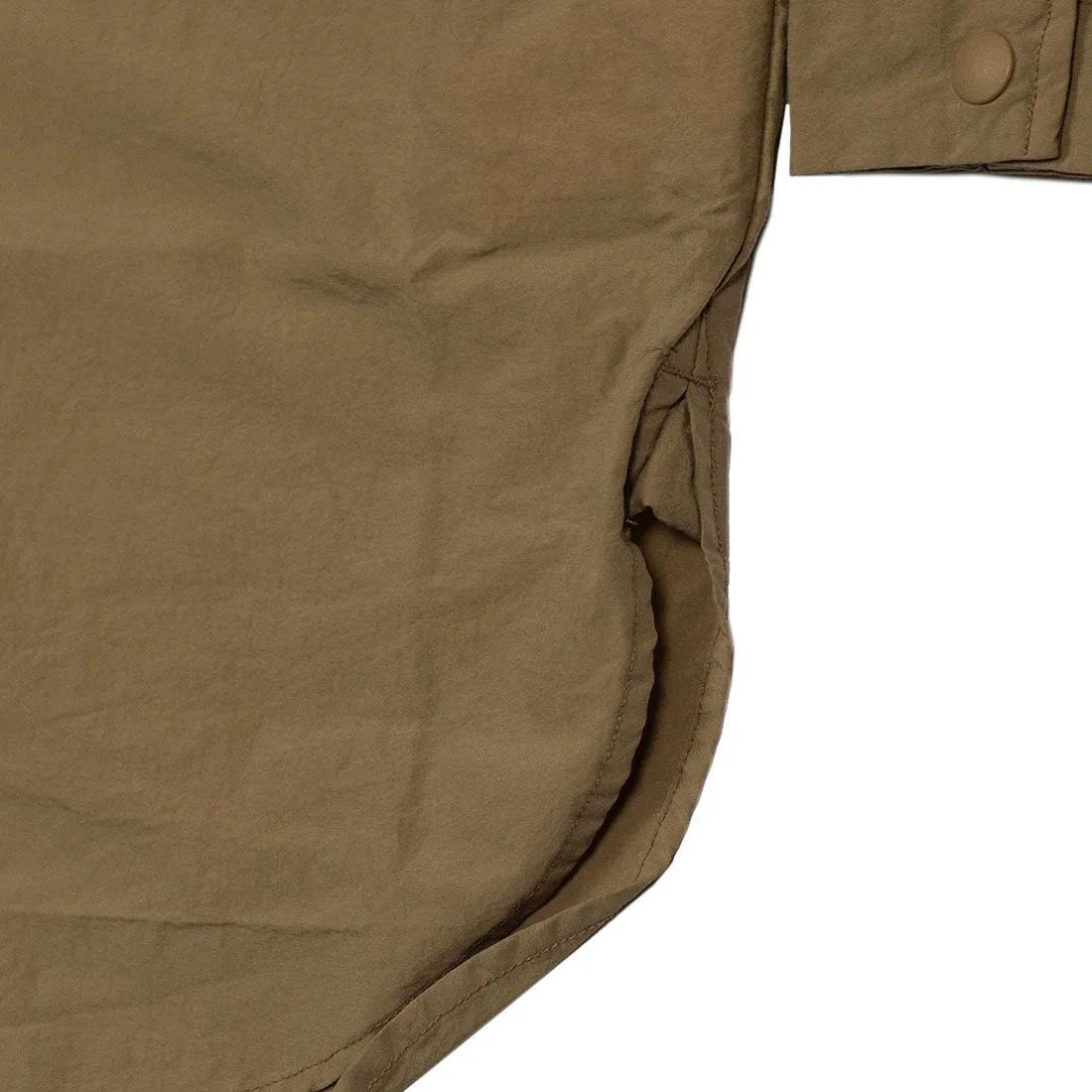 Beige nylon water resistant utility shirt jacket