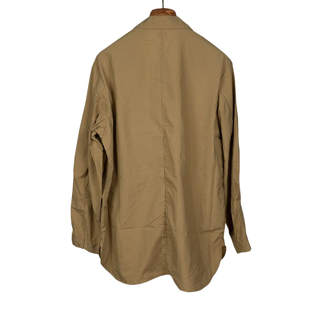 Beige nylon water resistant utility shirt jacket