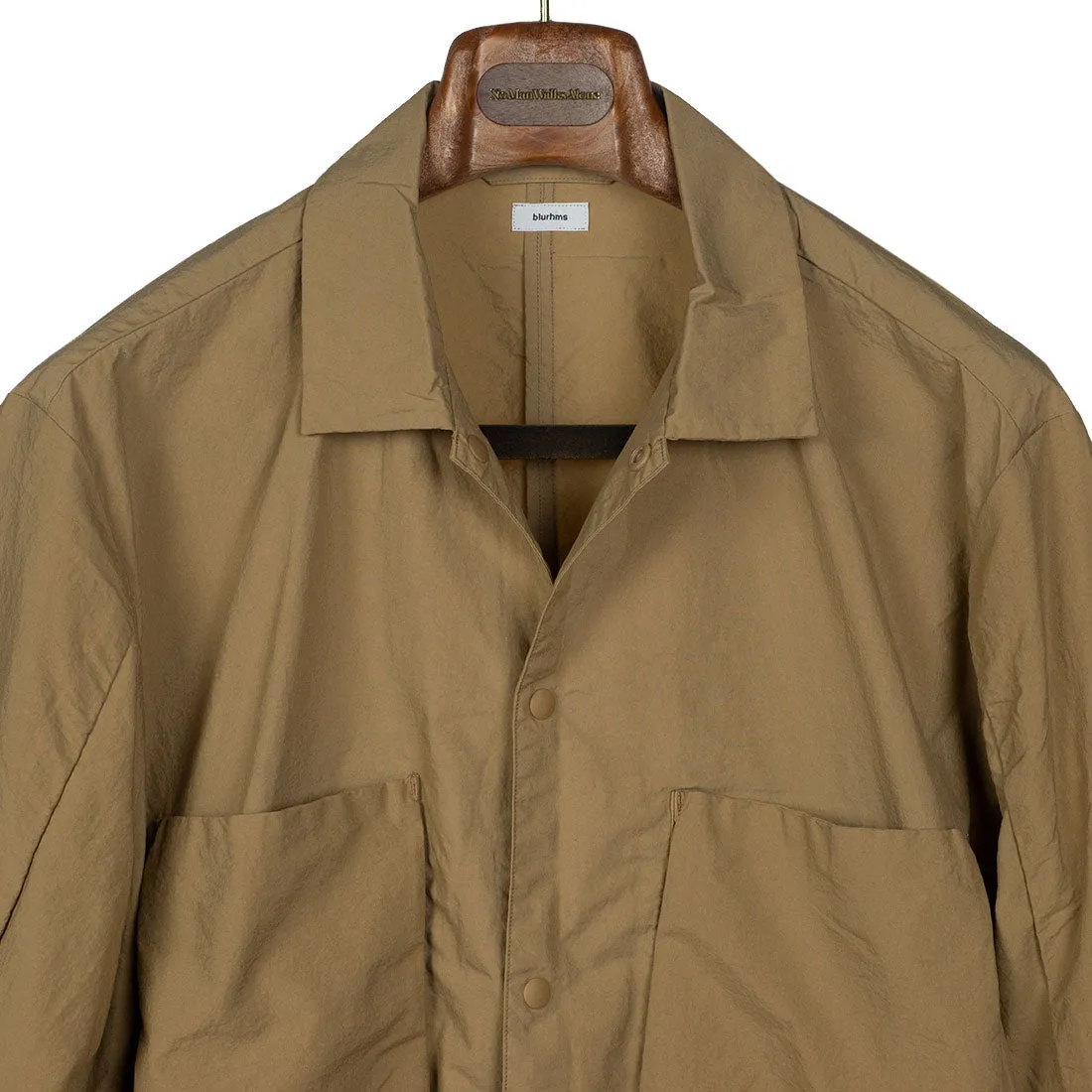 Beige nylon water resistant utility shirt jacket