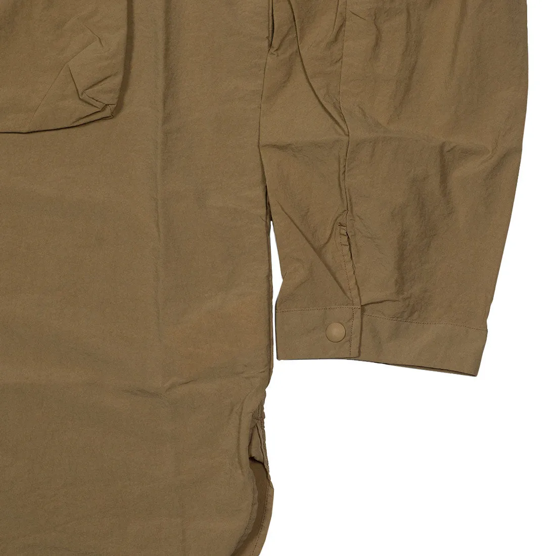 Beige nylon water resistant utility shirt jacket