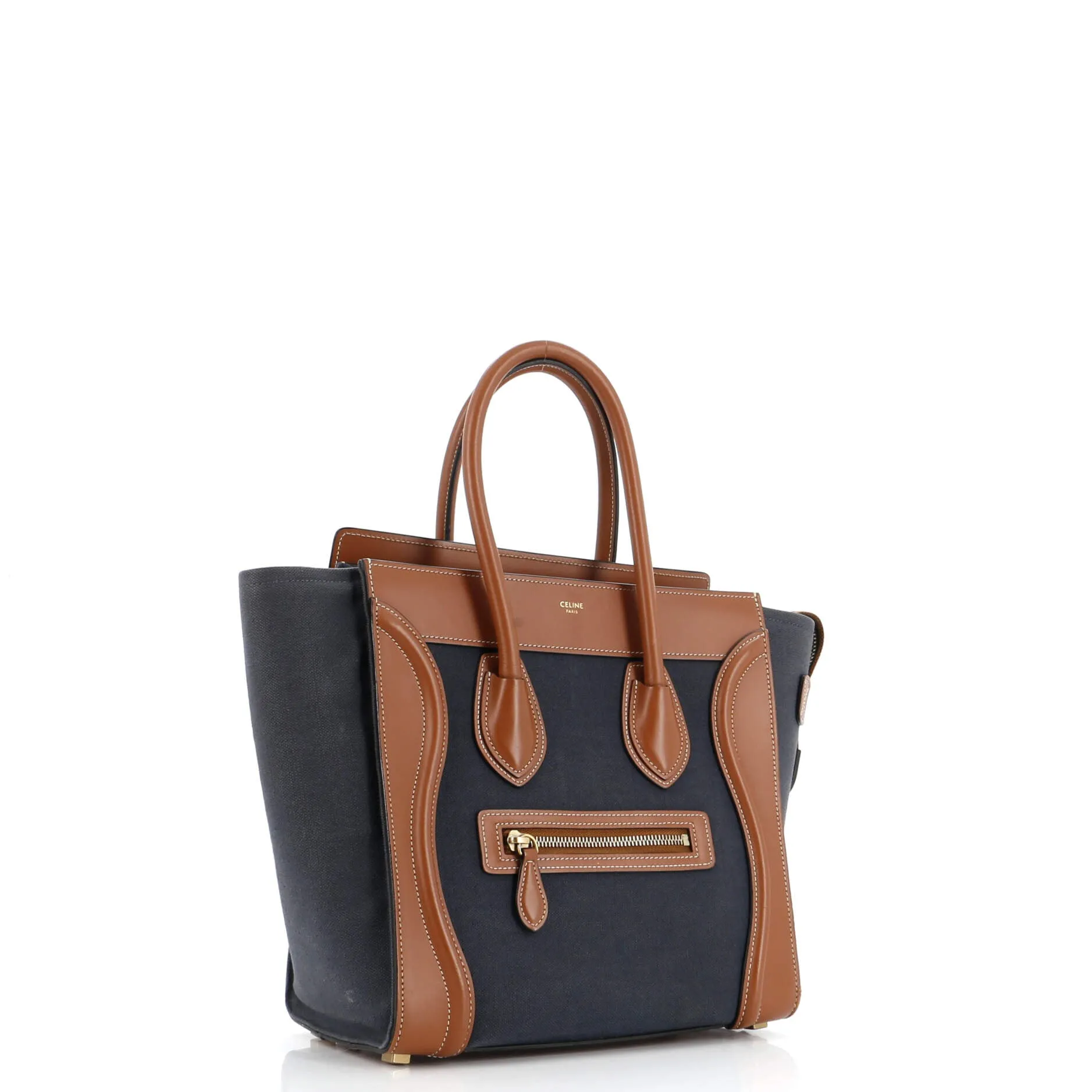 Bicolor Luggage Bag Canvas and Leather Nano