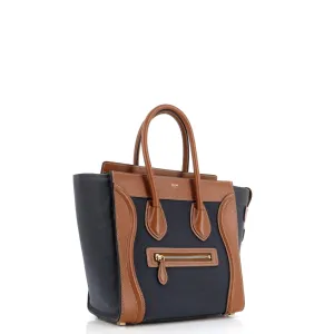 Bicolor Luggage Bag Canvas and Leather Nano