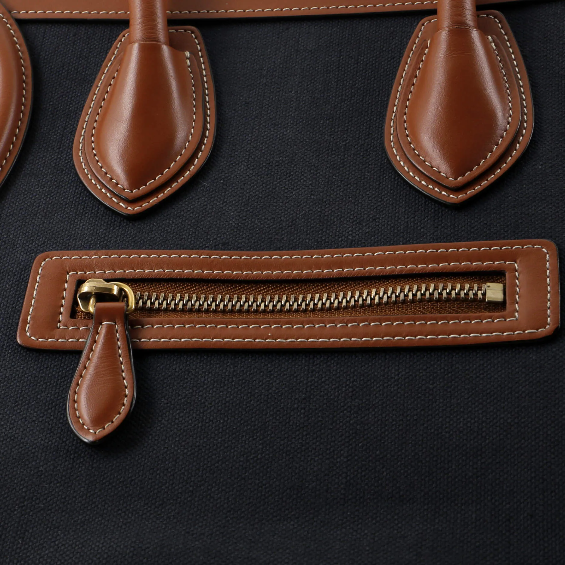 Bicolor Luggage Bag Canvas and Leather Nano
