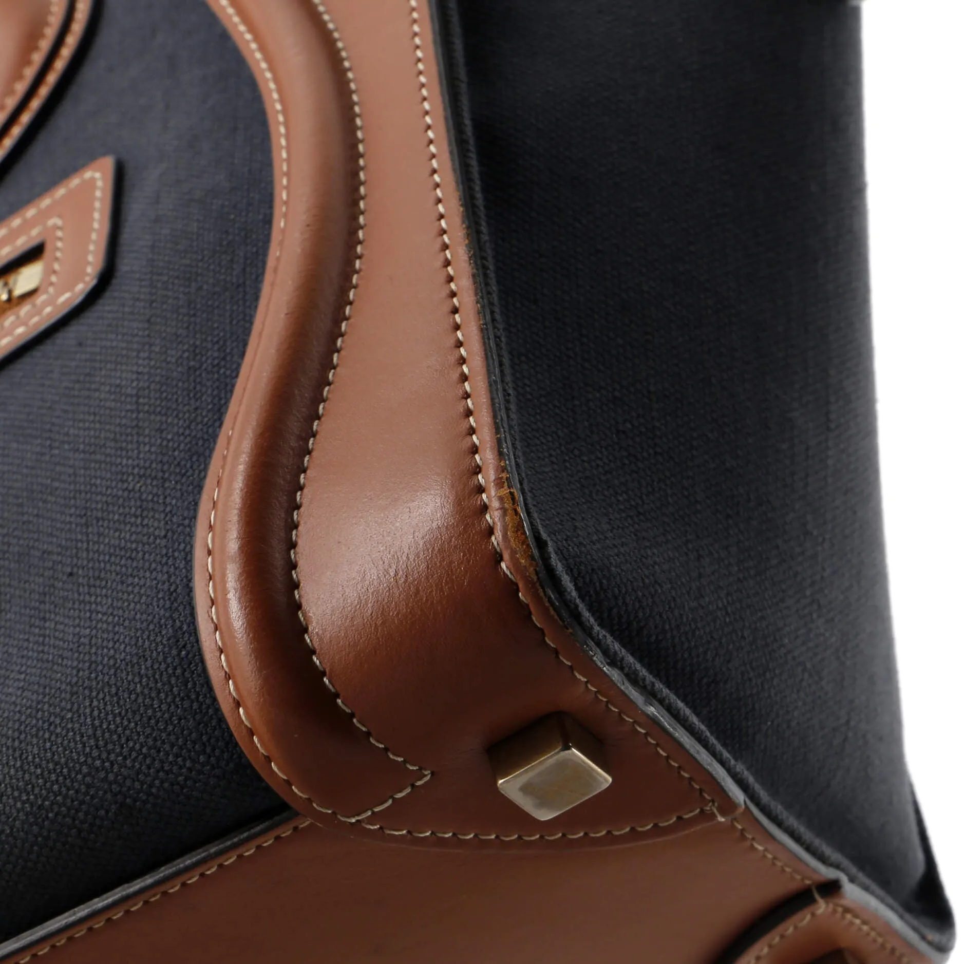 Bicolor Luggage Bag Canvas and Leather Nano