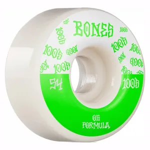 Bones OG 100's #13 V4 Wide 54mm 100a Wheels - White (Set of 4)