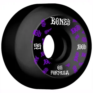 Bones OG 100's #3 V5 Sidecut 55mm 100a Wheels - Black (Set of 4)