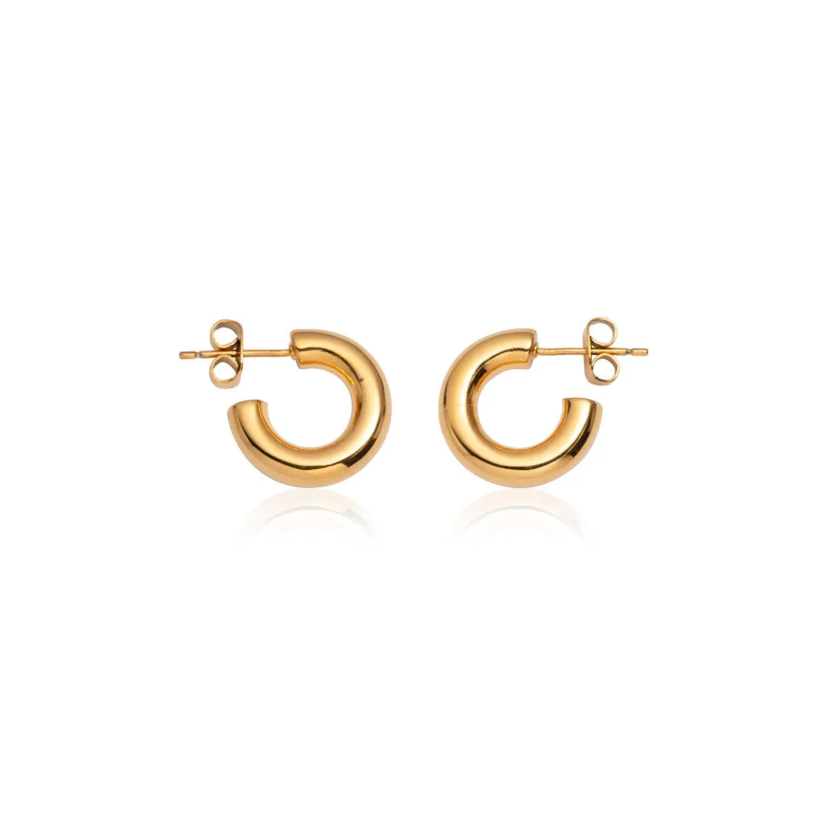 Chunky Huggie Hoop Earrings (Gold)