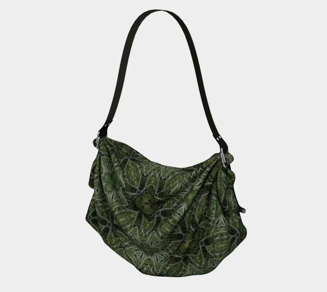 Earthy Green Geometric Design Convertible Packable Tote Bag