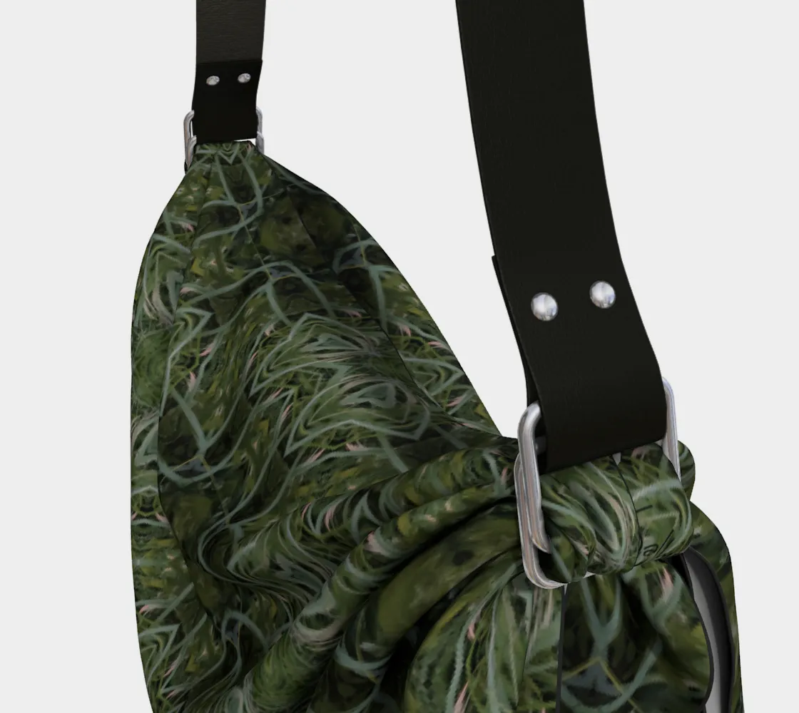 Earthy Green Geometric Design Convertible Packable Tote Bag