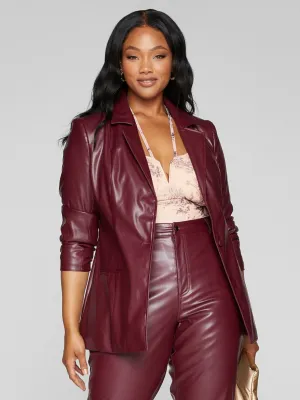 Fashion To Figure - Davina Faux Leather Blazer