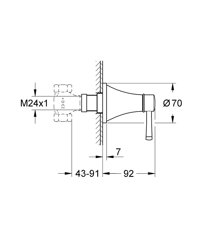 Grohe Spa Grandera Volume Control Concealed Valve Trimset in Chrome - 19944000