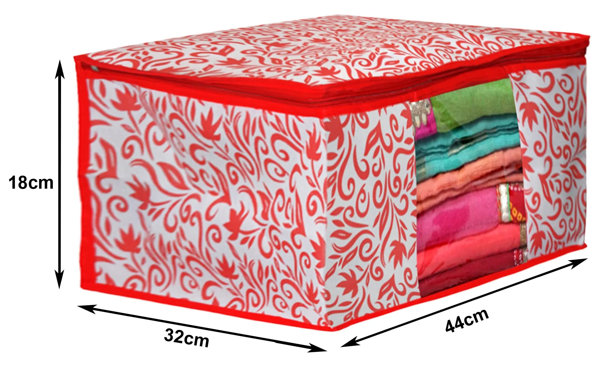 Heart Home Floral Printed Non-Woven Saree Cover, Clothes Organiser, Storage Bag For Wardrobe With Tranasparent Window- Pack of 9 (Pink)-HS43HEARTH26114