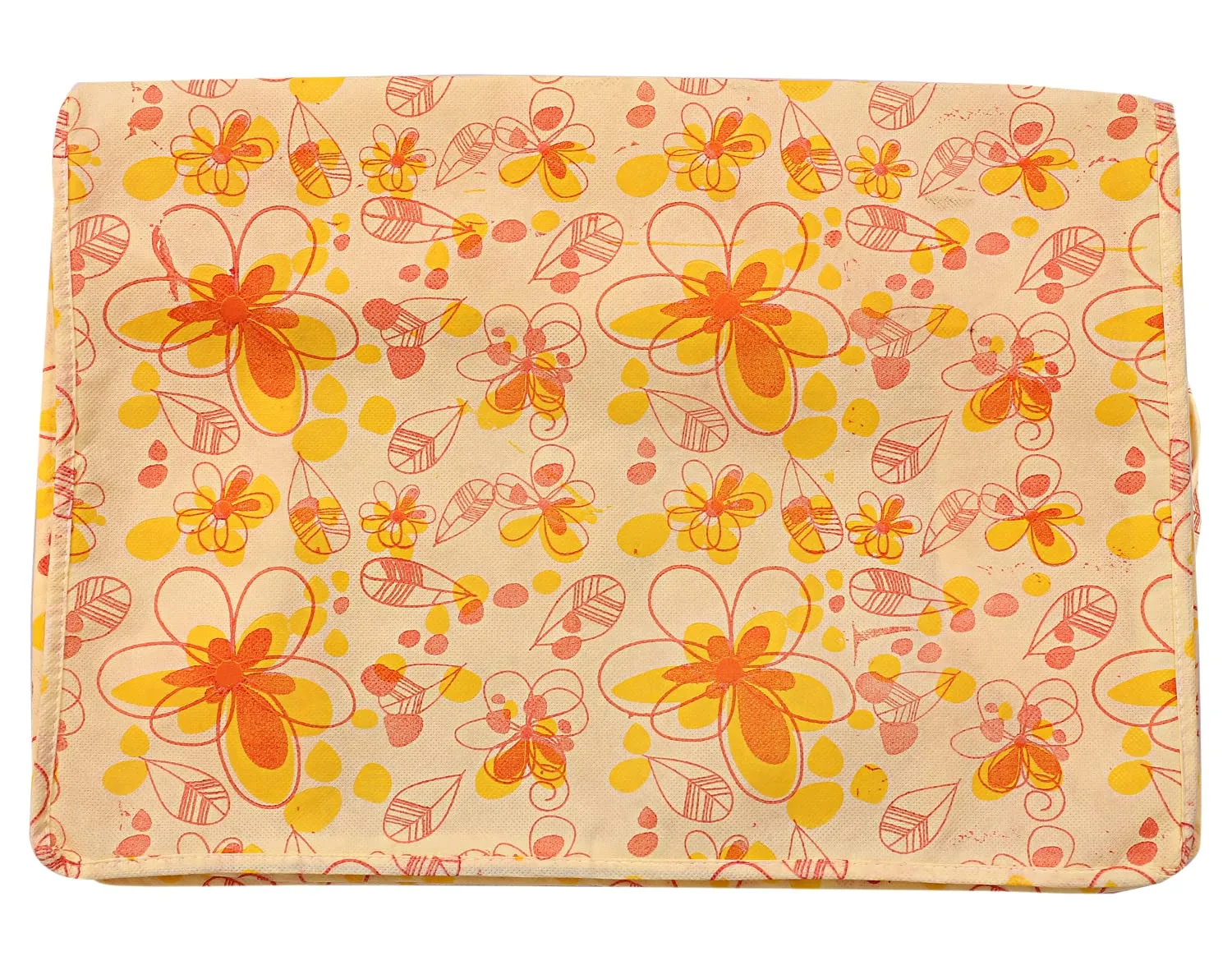 Heart Home Flower Design Non-woven Foldable Saree Cover/Clothes Storage Bag/Wardrobe Organizer With Transparent Window- Pack of 9 (Yellow)-44HH0397