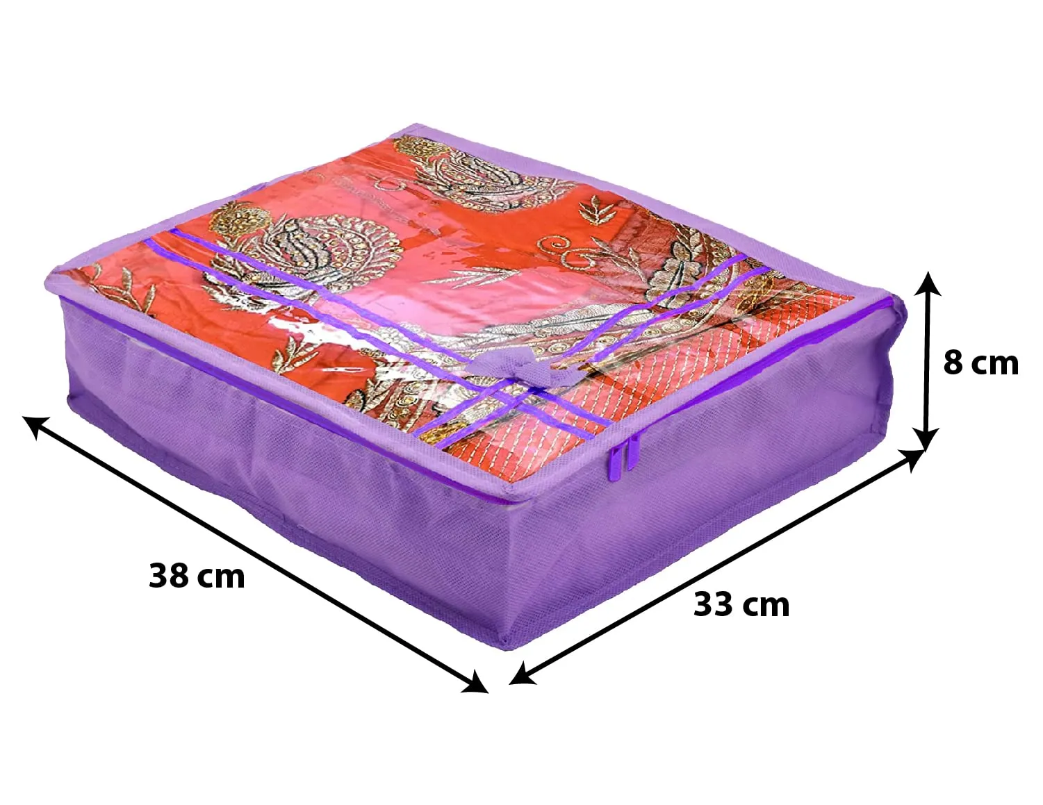 Heart Home Non-Woven Single Saree Cover With Tranasparent Top- Pack of 12 (Purple)-44HH0343