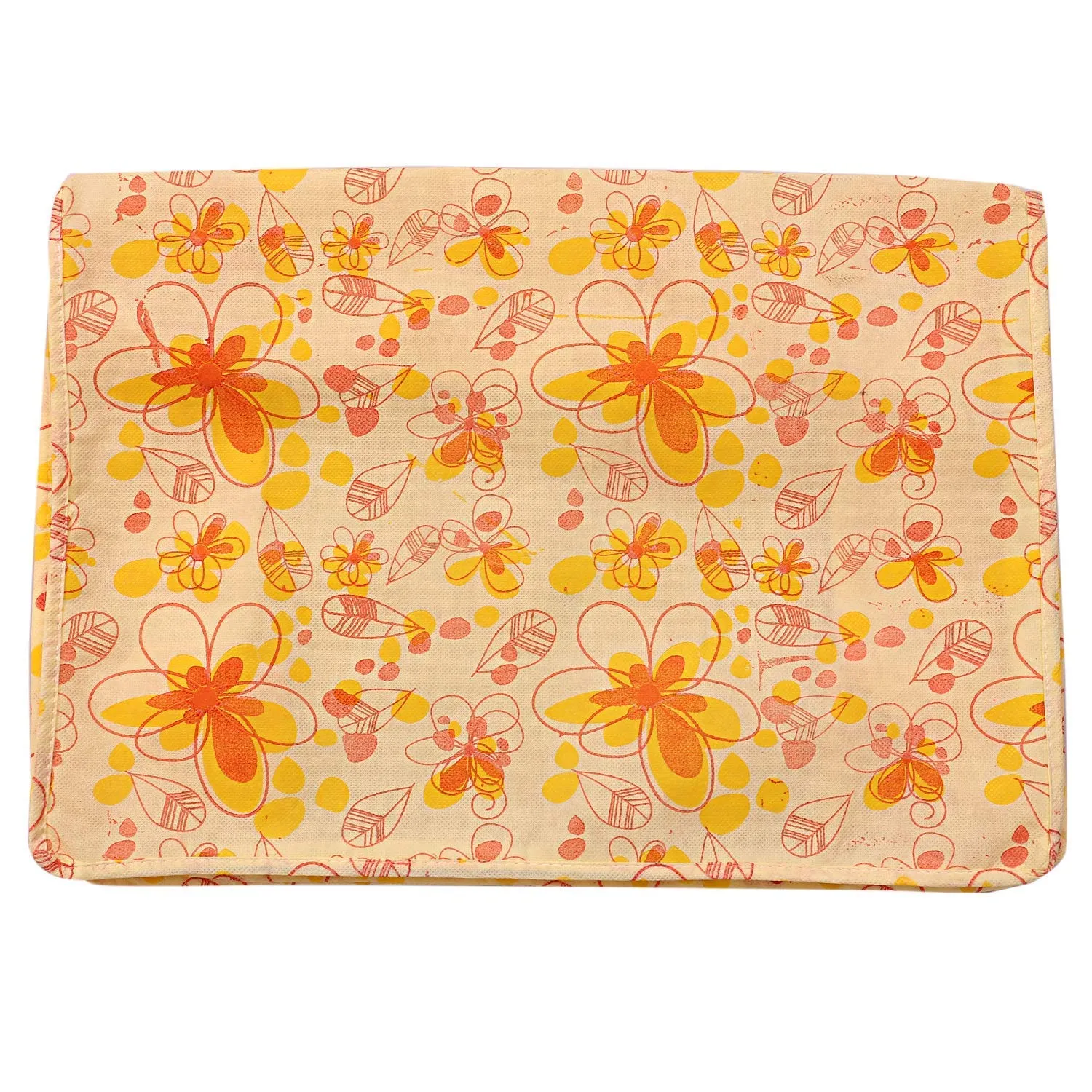 Kuber Industries Flower Printed Non-Woven Saree Cover With Tranasparent Window- Pack of 9 (Yellow)-HS43KUBMART26125