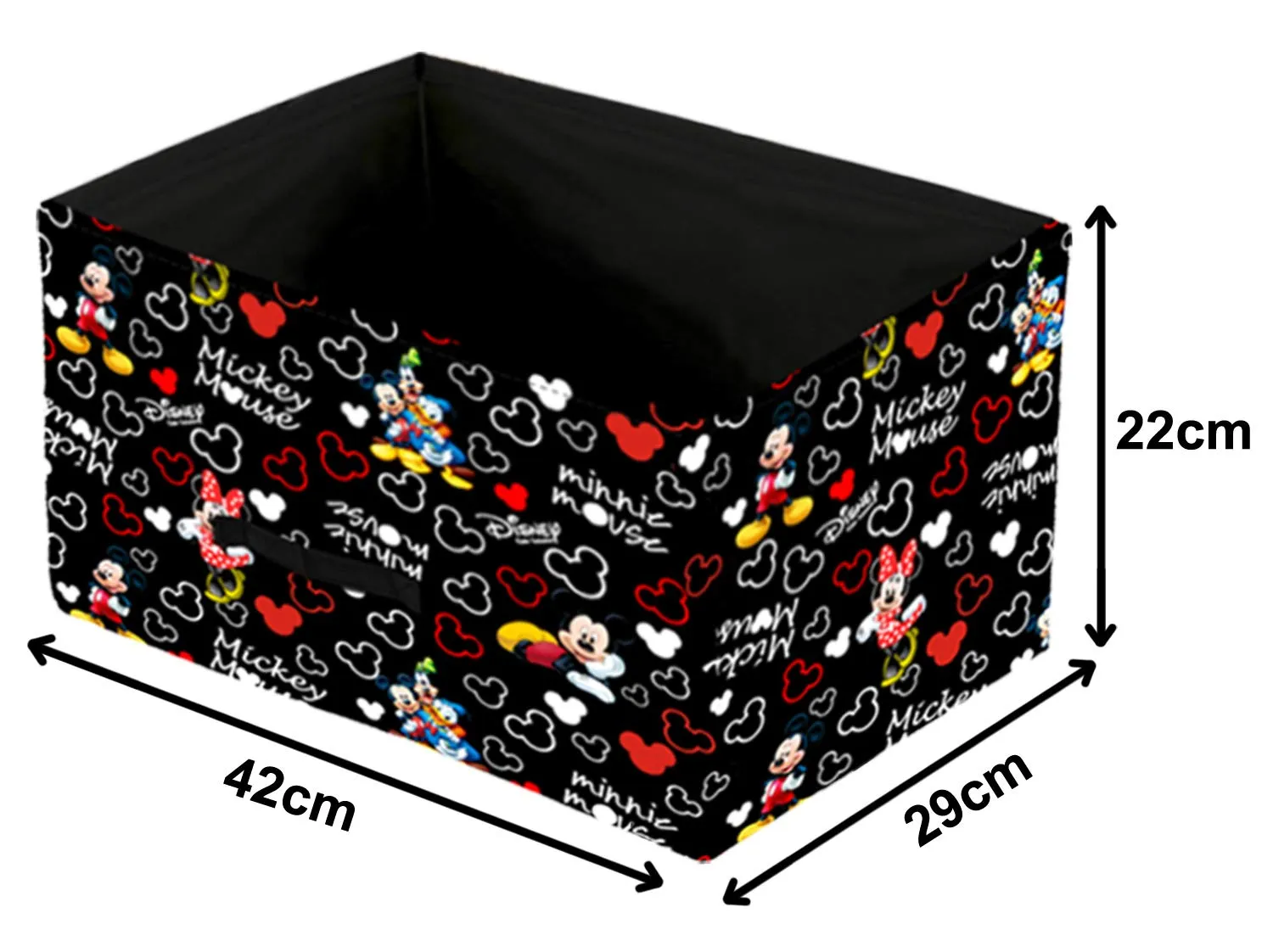 Kuber Industries Storage Box|Toy Box Storage For Kids|Foldable Storage Box| Disney Mickey Print Flodable Storage Box|Pack of 4 (Black)
