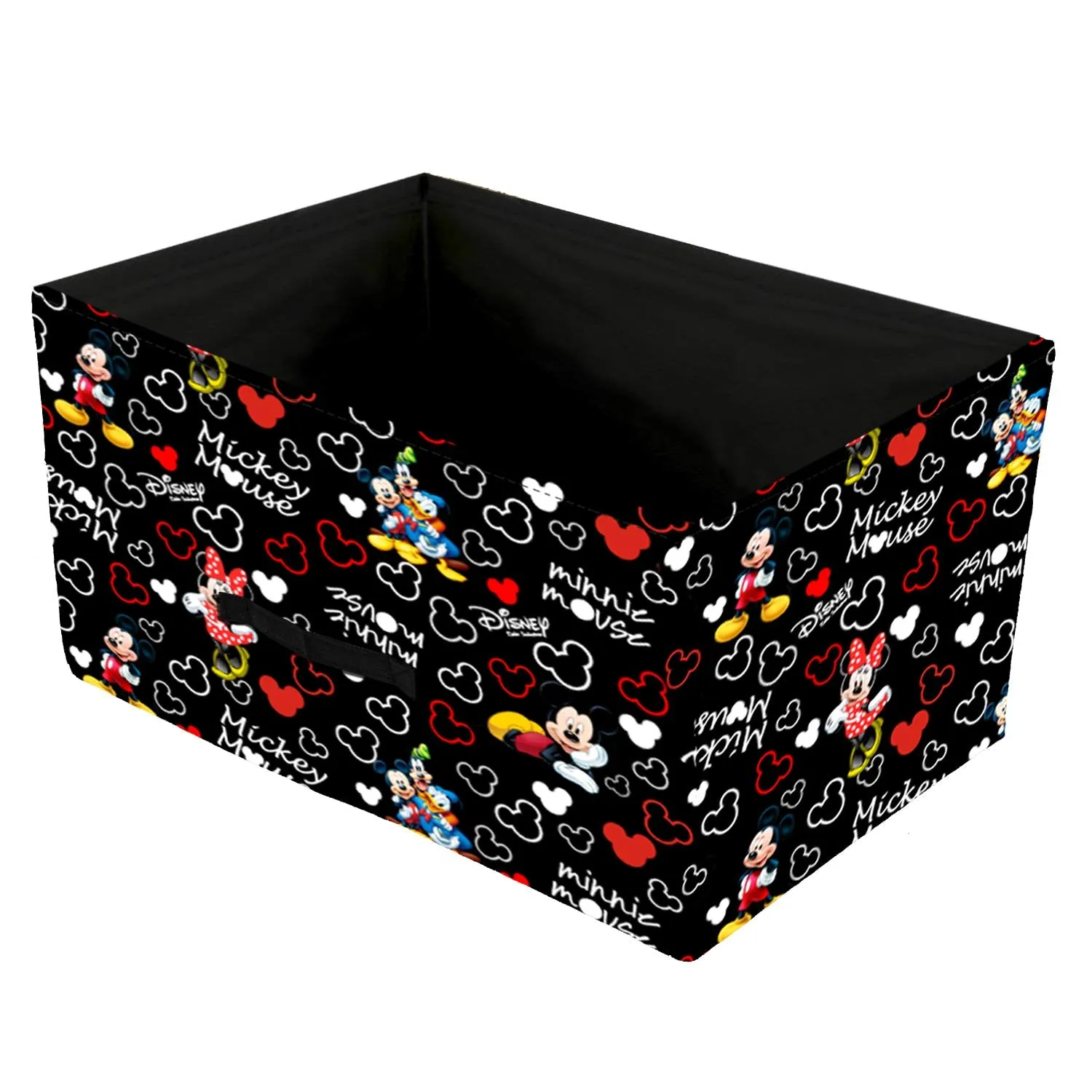 Kuber Industries Storage Box|Toy Box Storage For Kids|Foldable Storage Box| Disney Mickey Print Flodable Storage Box|Pack of 4 (Black)
