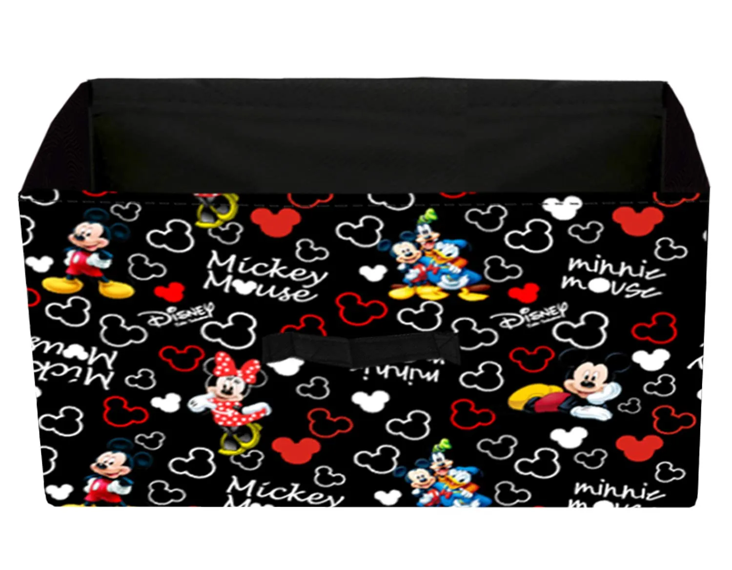 Kuber Industries Storage Box|Toy Box Storage For Kids|Foldable Storage Box| Disney Mickey Print Flodable Storage Box|Pack of 4 (Black)