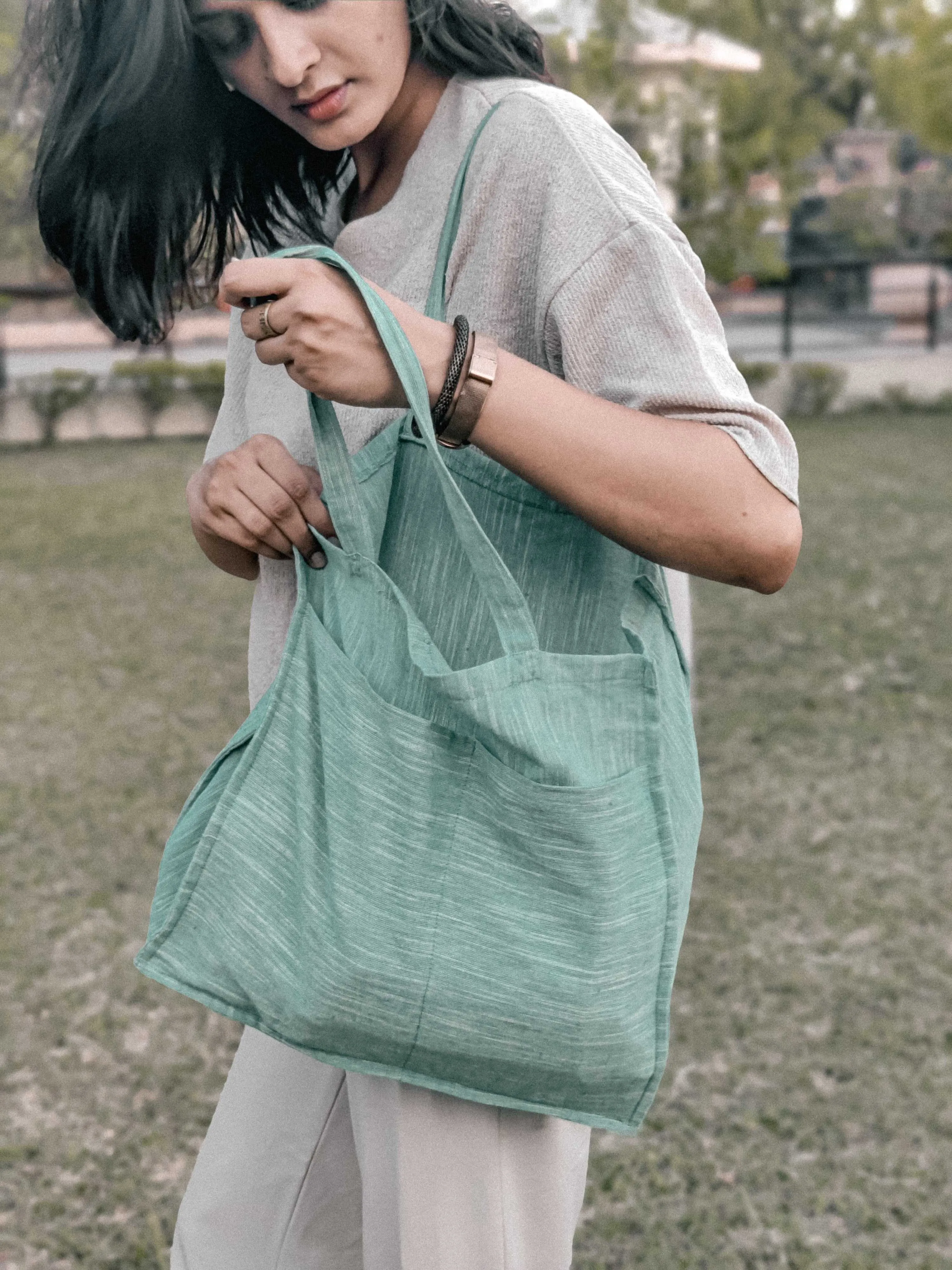Linen Tote Bag Green