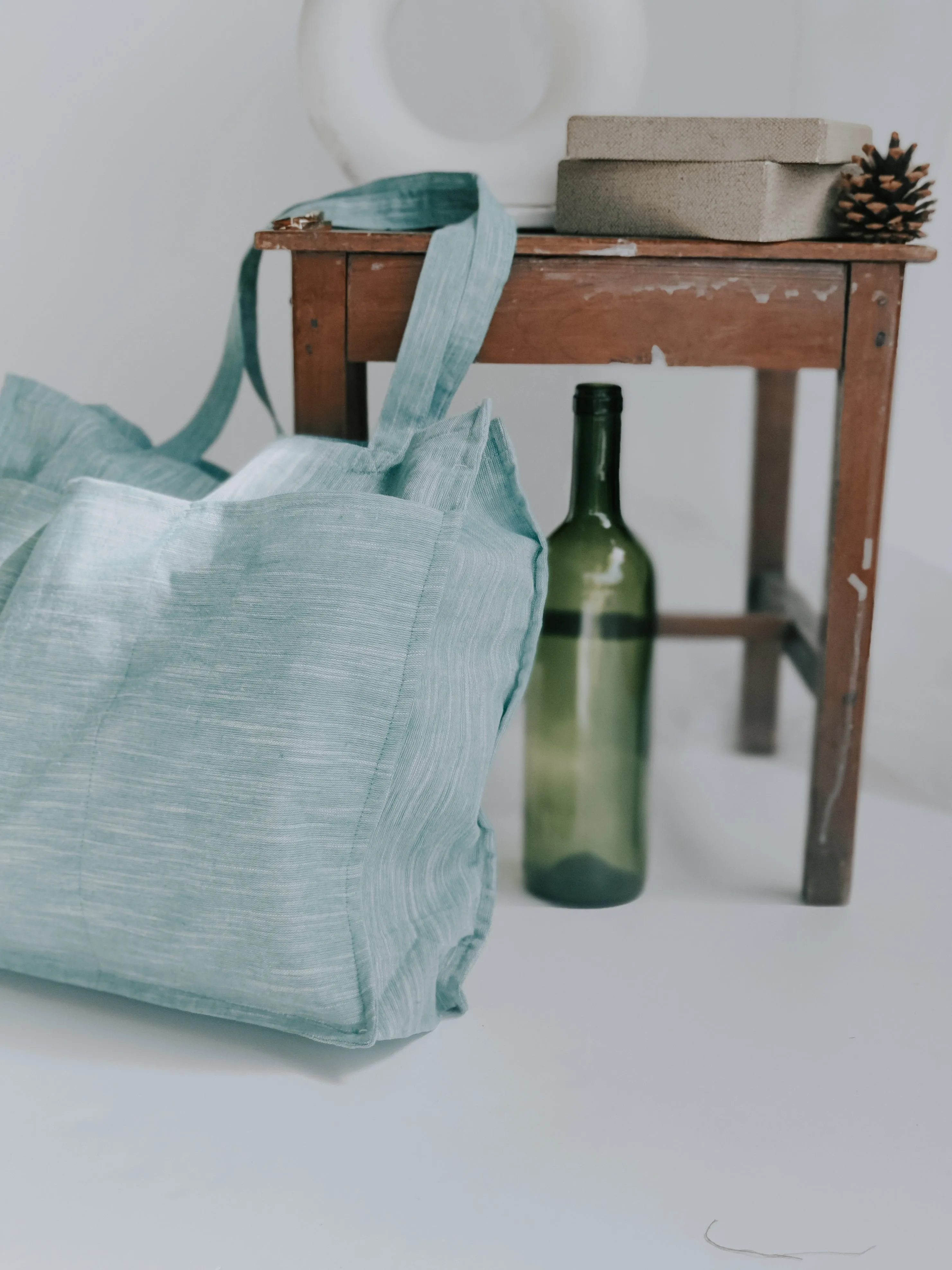 Linen Tote Bag Green