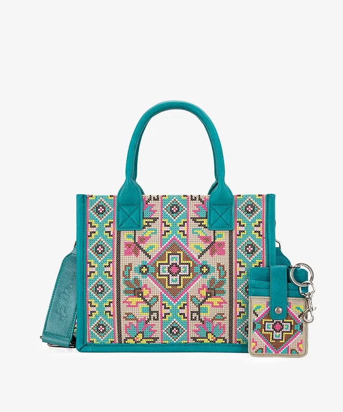 Montana West Pattern Embroidered Canvas Tote Bag Set