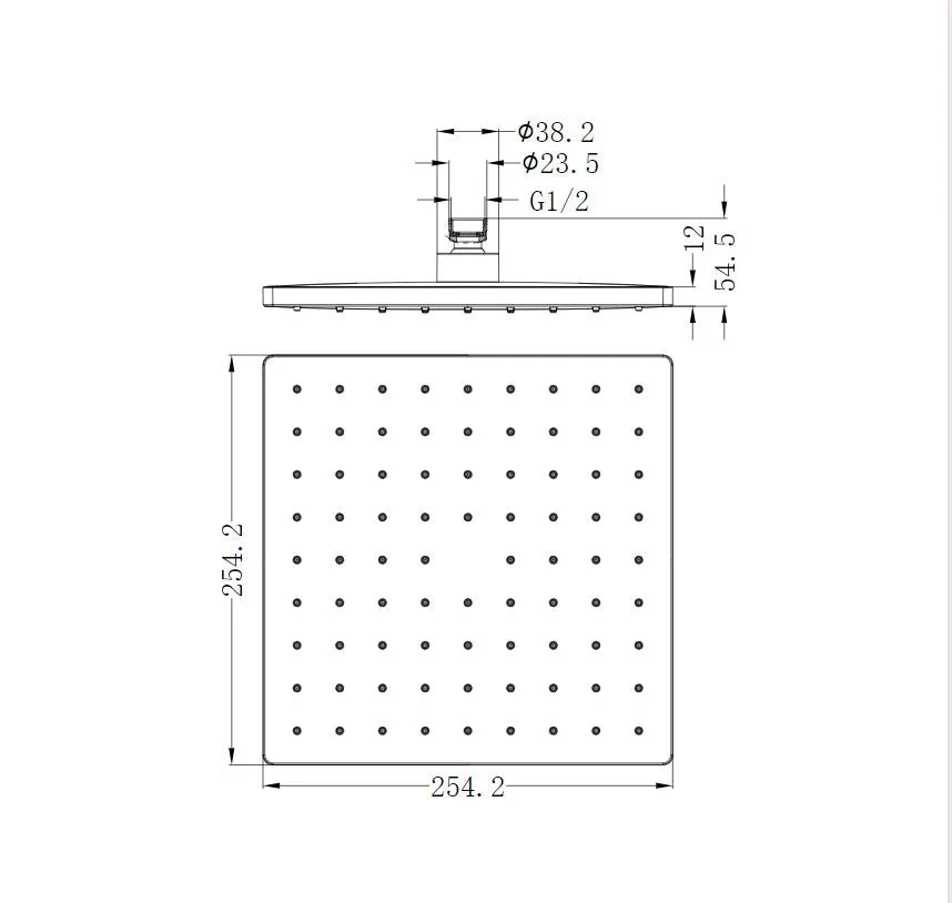 Nero ABS 250mm Square Shower Head Matte Black