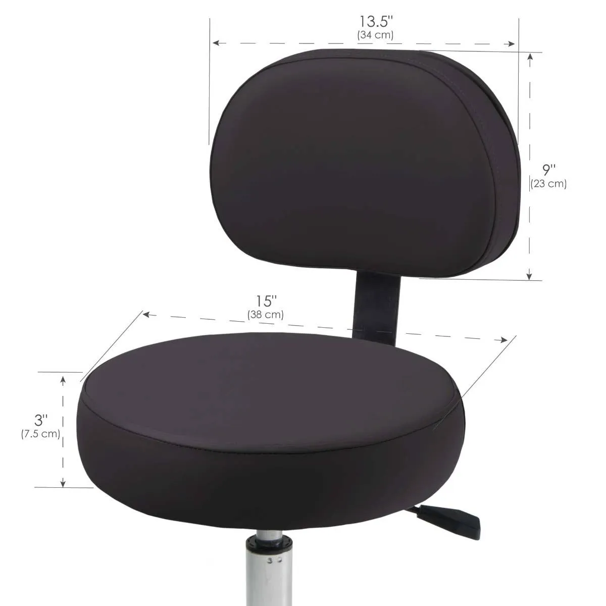 Pneumatic Rolling Massage/Tattoo Stool with backrest