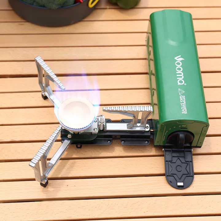 Portable Outdoor Gas Stove Burner for Backpacking and Hiking Easy-Carry Propane Butane Camping Cookware موقد غاز محمول للاستخدام الخارجي للتخييم والمشي لمسافات طويلة، سهل الحمل، يعمل بالبروبان والبوتان، أدوات طهي للتخييم