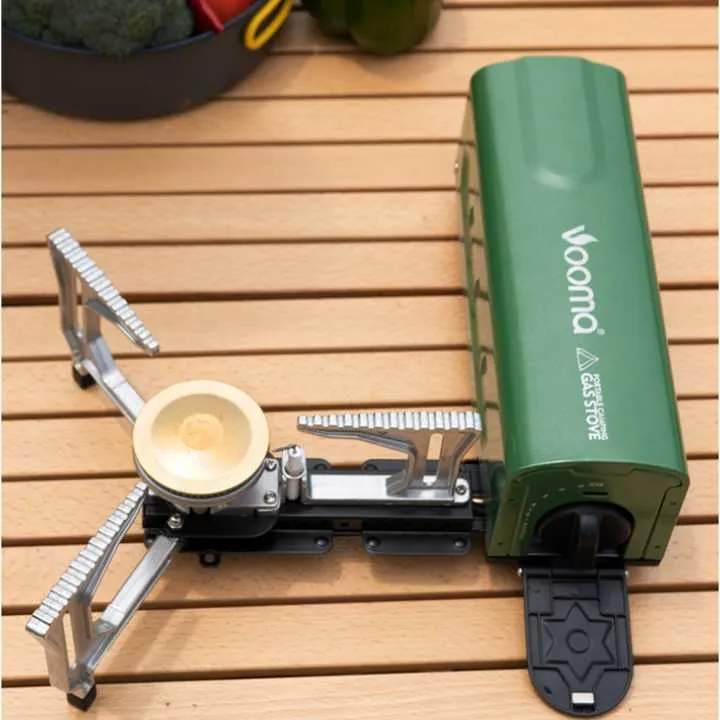 Portable Outdoor Gas Stove Burner for Backpacking and Hiking Easy-Carry Propane Butane Camping Cookware موقد غاز محمول للاستخدام الخارجي للتخييم والمشي لمسافات طويلة، سهل الحمل، يعمل بالبروبان والبوتان، أدوات طهي للتخييم
