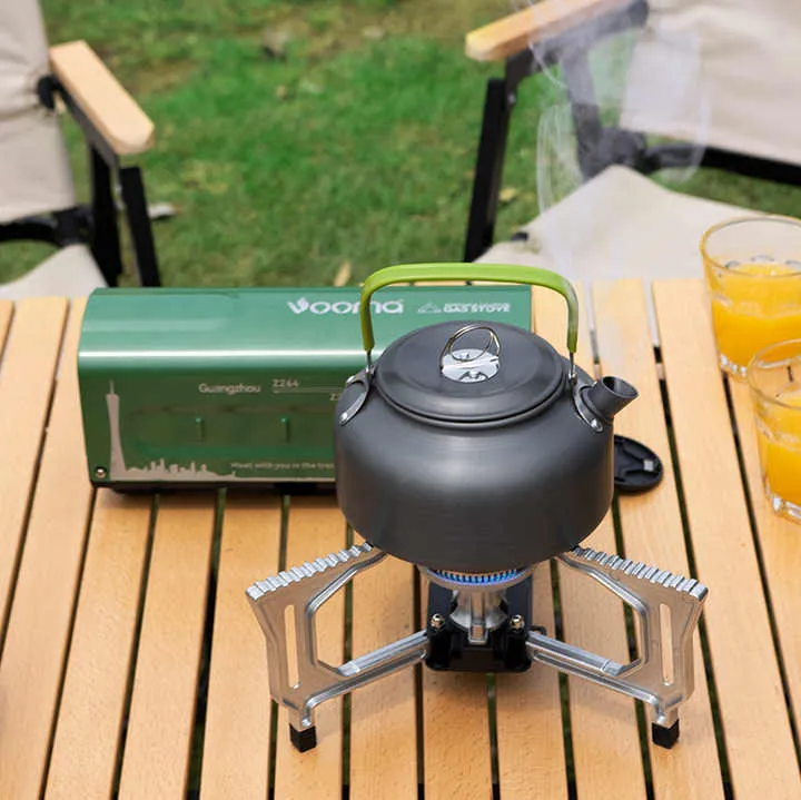 Portable Outdoor Gas Stove Burner for Backpacking and Hiking Easy-Carry Propane Butane Camping Cookware موقد غاز محمول للاستخدام الخارجي للتخييم والمشي لمسافات طويلة، سهل الحمل، يعمل بالبروبان والبوتان، أدوات طهي للتخييم