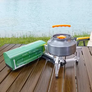 Portable Outdoor Gas Stove Burner for Backpacking and Hiking Easy-Carry Propane Butane Camping Cookware موقد غاز محمول للاستخدام الخارجي للتخييم والمشي لمسافات طويلة، سهل الحمل، يعمل بالبروبان والبوتان، أدوات طهي للتخييم