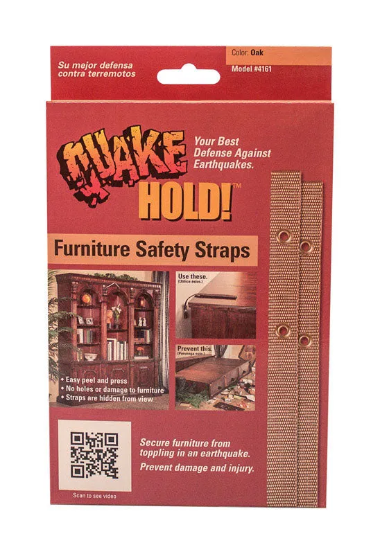 Quake Hold Ready America Nylon Self Adhesive Furniture Strap Oak Assorted 1 in. W X 15 in. L 1 pk