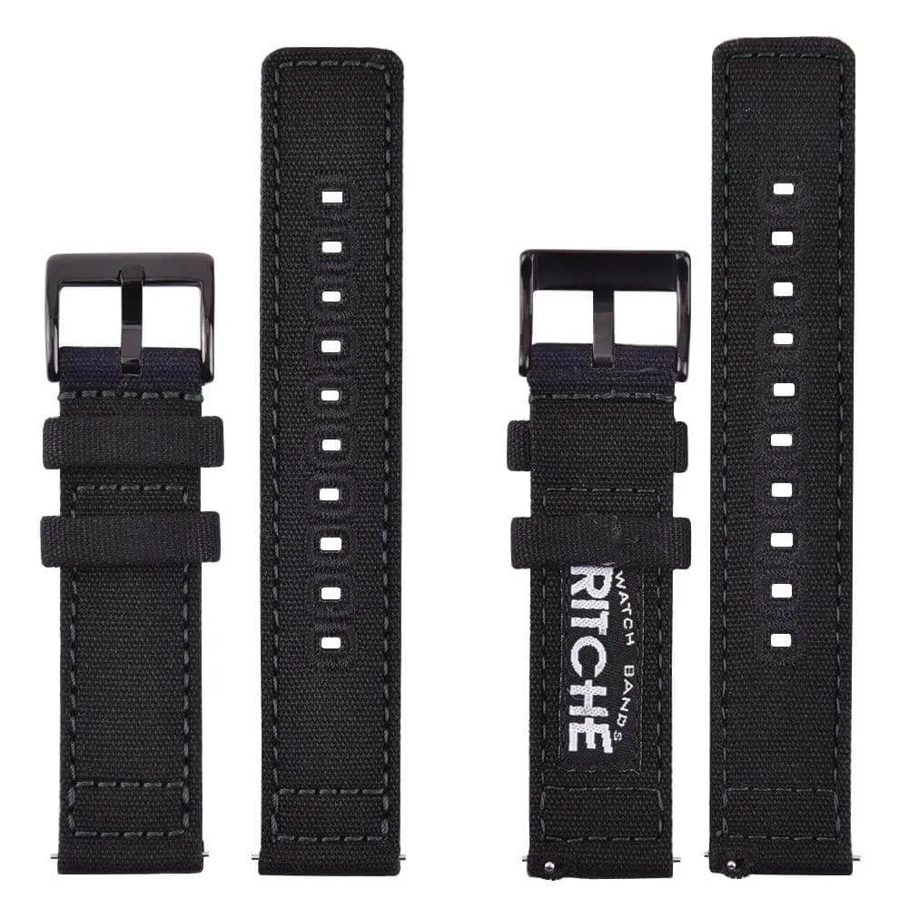 Ritche Black Canvas Quick Release Black Buckle