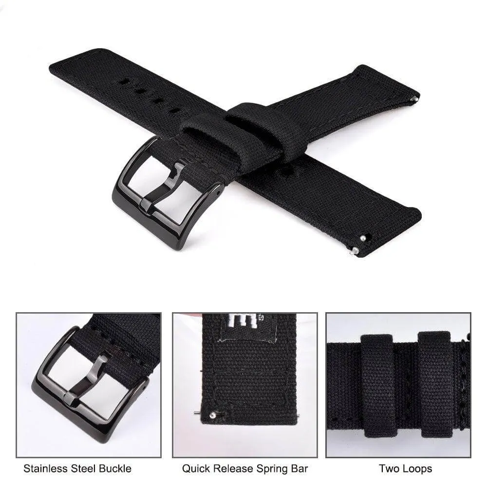 Ritche Black Canvas Quick Release Black Buckle