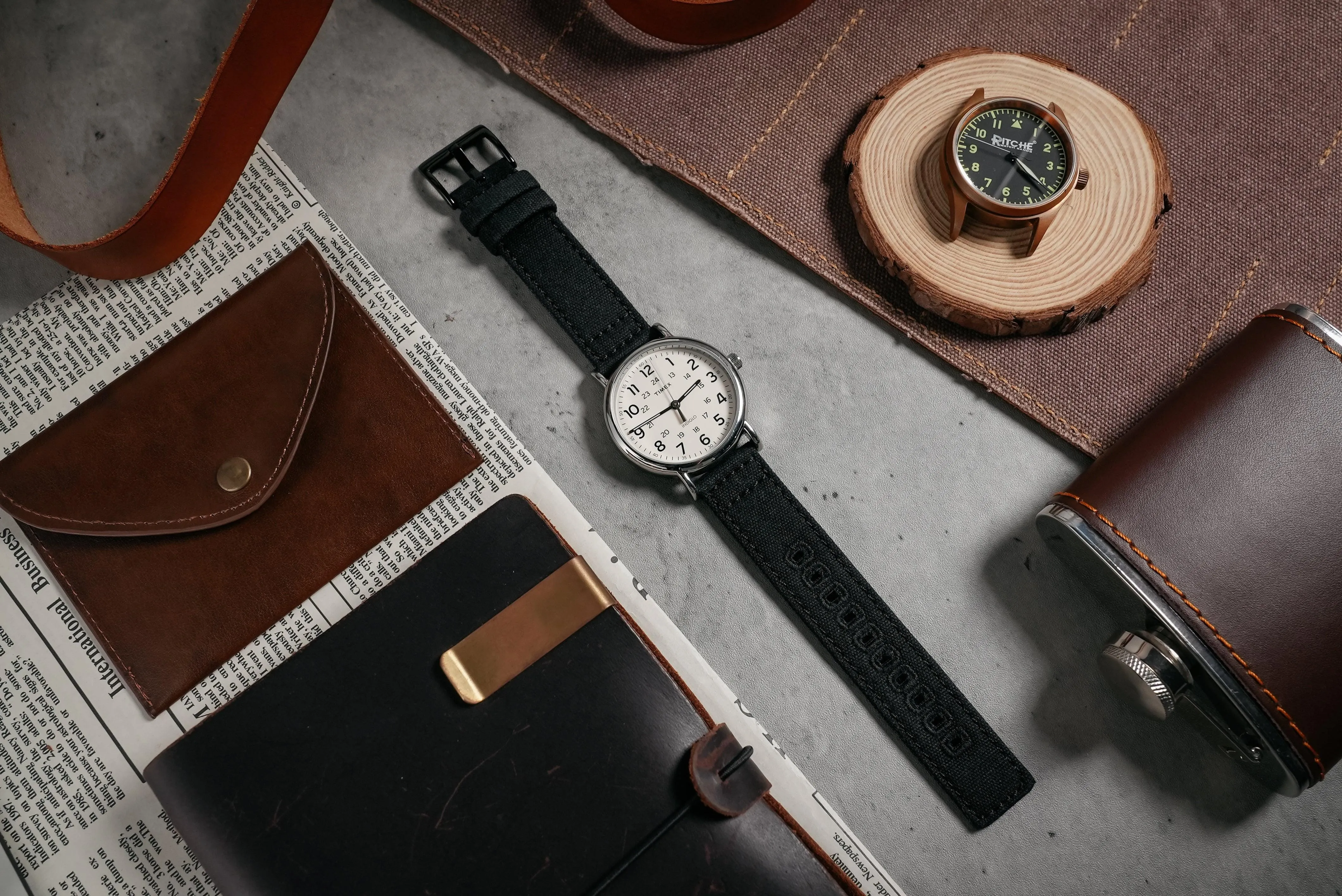Ritche Black Canvas Quick Release Black Buckle