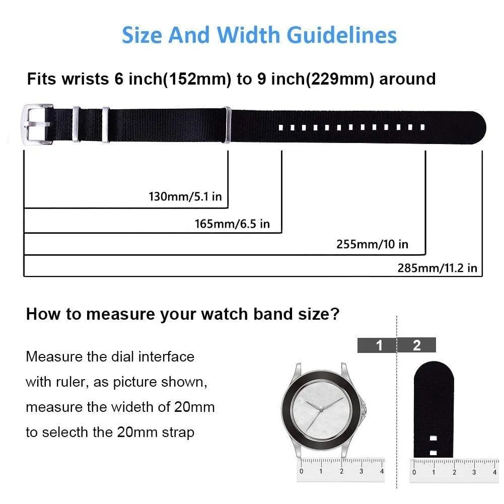 Ritche Black Nylon Watch Band Strap