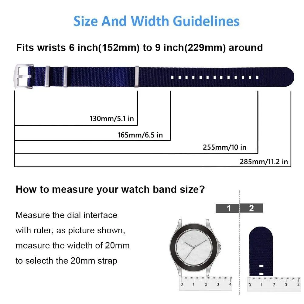 Ritche Navy Blue Nylon Watch Band Strap