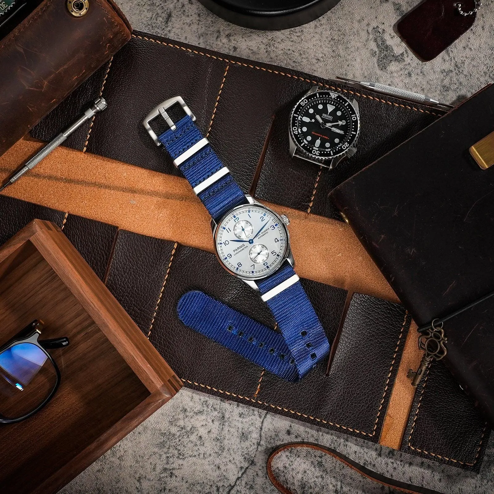 Ritche Navy Blue Nylon Watch Band Strap