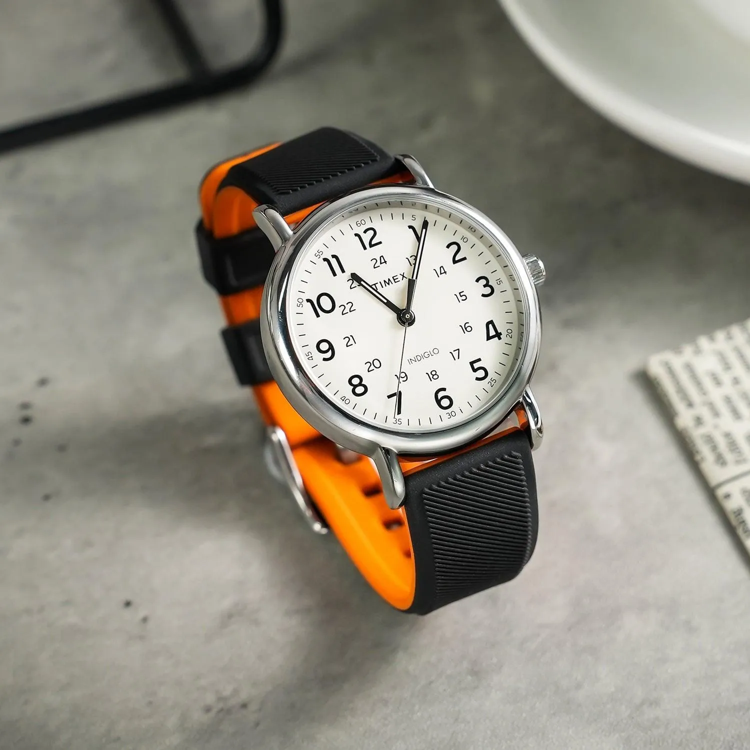 Ritche Sports Silicone Quick Release Watch Bands Straps -Black/Orange/Silver Buckle