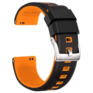 Ritche Sports Silicone Quick Release Watch Bands Straps -Black/Orange/Silver Buckle