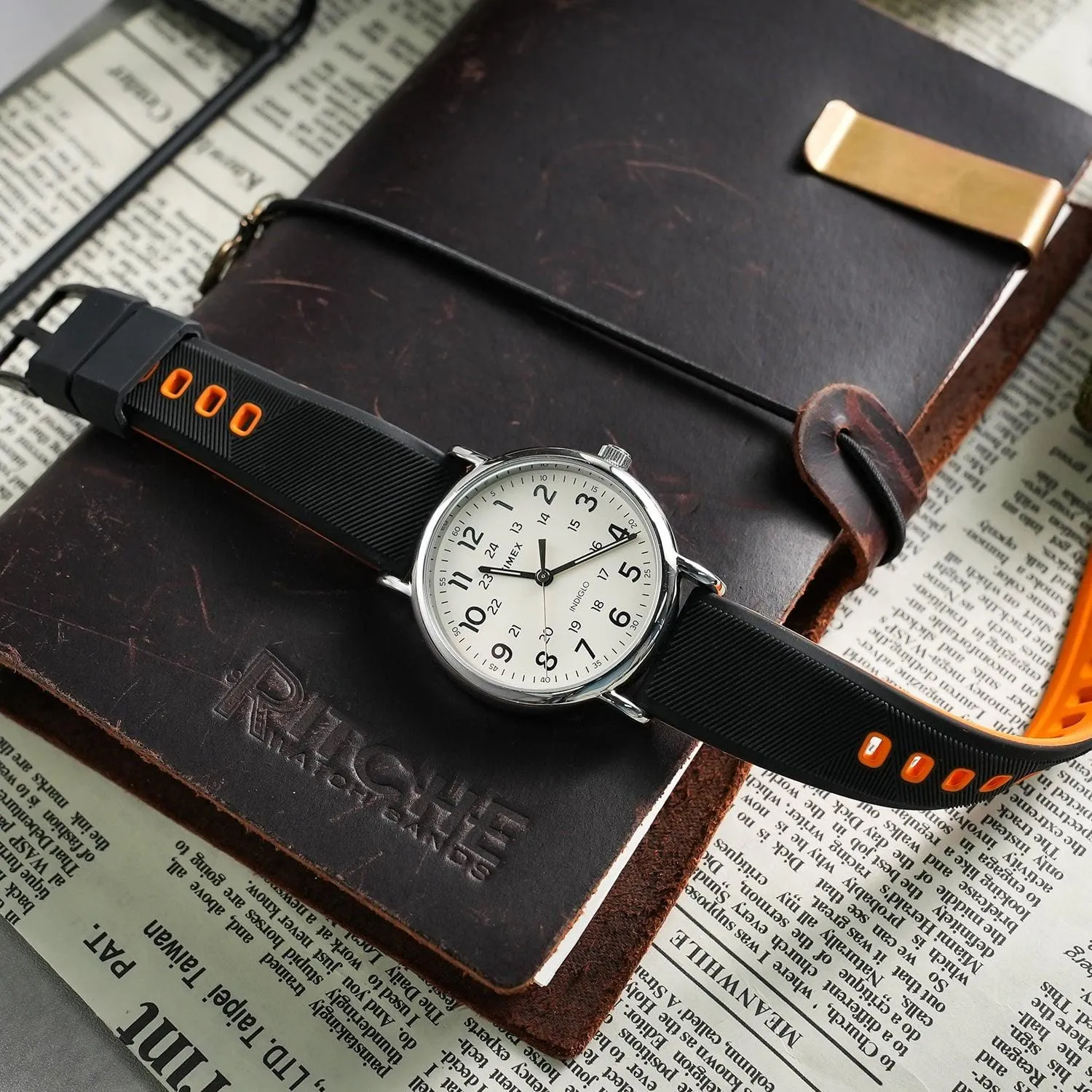 Ritche Sports Silicone Watch Bands Straps-Black/Orange/Black Buckle