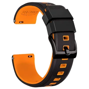 Ritche Sports Silicone Watch Bands Straps-Black/Orange/Black Buckle