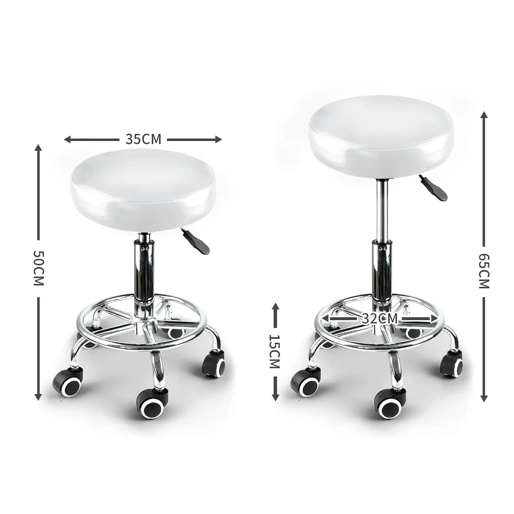Set of 2 Swivel Salon Barstool Hairdressing Stool Barber Chair Equipment Beauty White