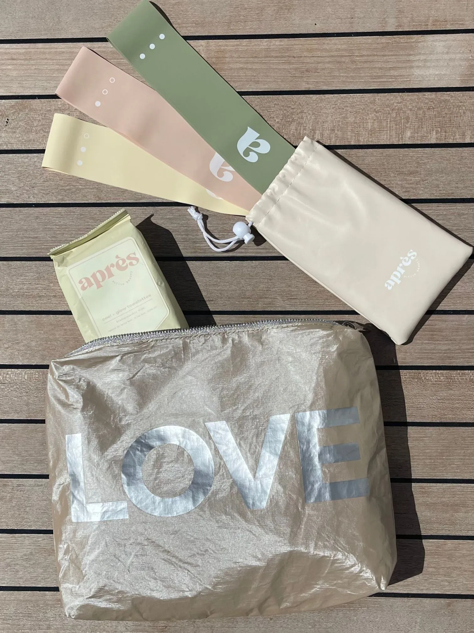 Set of Two - Organizational Packs - Golden Shimmer Beige with "LOVE" & Heart
